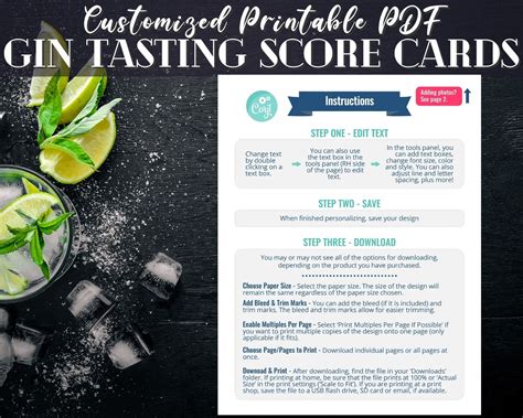 Printable Gin Tasting Score Sheet